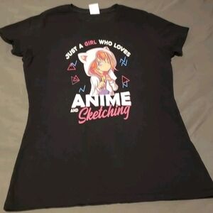 Port and Company Black Anime Graphic Short Sleeve Tee SMALL
